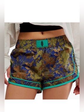 FREE PEOPLE MOVEMENT VARSITY BLUES PRINT ATHLETIC SHORTS - NWT